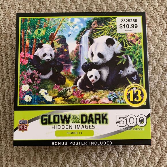 New 500 pieces glow in the dark hidden images Pandas puzzle - Picture 1 of 2